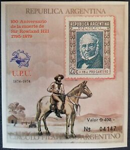 ARGENTINA 1974  -  HOJA CONMEMORATIVA  UPU ._