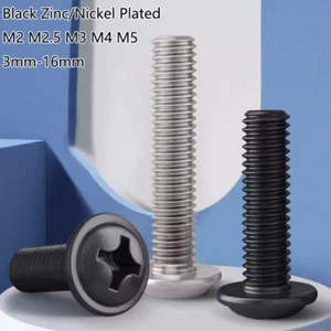 M2 M2.5 M3 M4 M5 Phillips Round Head Bolts Computer Machine Screws With Washer - Picture 1 of 7