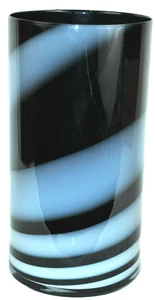 KOSTA BODA Art Glass Twist Vase Black White by Anna Ehrner Sweden New - Picture 1 of 6