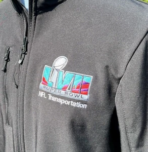 Super Bowl XLIII NFL Transportation Jacket Sz S Full Zip Lined Black Embroidered - Picture 1 of 9