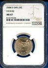 2008 D NGC SMS MS67 Hawaii State Quarter 25c US Mint Coin 2008-D MS-67