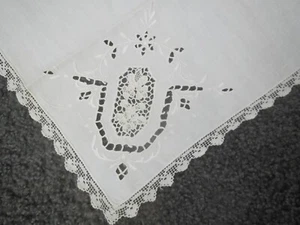 10 Lot Larg Linen Table Napkins Oatmeal Color Matching Lace Edging Cutout Design - Picture 1 of 8