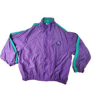 Vintage Pro Spirit World Earth Logo Adult Zip Windbreaker Jacket Large Purple M6 - Picture 1 of 13