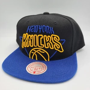 New York Knicks Hat Mitchell & Ness NYK NBA Snapback Cap Black Blue Yellow Neon - Picture 1 of 9