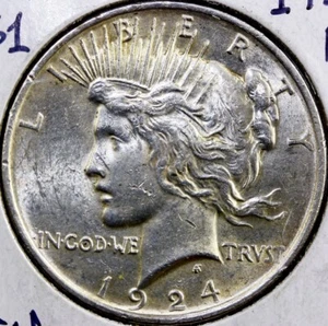 Dólar de plata de la paz de $1 de 1924 ~ BU sin circular US#352 - Imagen 1 de 2