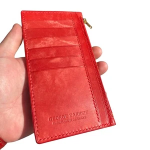 Handgefertigte Geldbörse für frauen Portemonnaie Leder Geldbeutel Rot geschenke - Picture 1 of 5