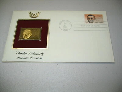 Réplica de sello 1983 Charles Steinmetz American Inventors cubierta dorada Foto 1 de 3
