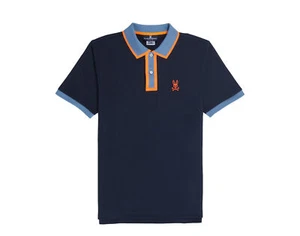 Psycho Bunny Kay Fashion Polo Navy/Blue/Orange B6K254W1PC-NVY - Picture 1 of 4