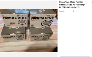 Crane True-Hepa Purifier Filter EE-5068 Air Purifier (4 FILTERS INC. IN SALE) - Picture 1 of 1