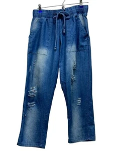 Pantalone jeans donna Umgee effetto invecchiato casual elastico vita alta taglia S - Foto 1 di 9