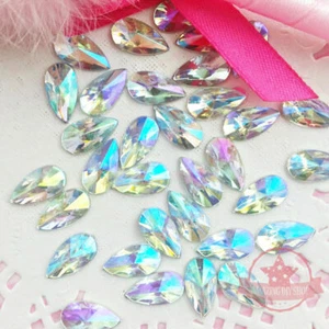 Wholesale Pack 2000 pcs 8x13mm Teardrop Crystal AB Effect Flat Back Rhinestones - Photo 1 sur 4