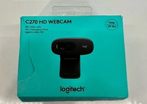 Logitech C270 HD Webcam Black New 720P 30FPS Video Web Cam Camera - Picture 1 of 5
