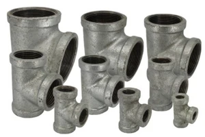 Verzinktes Temperguss T-Stück Rohrverschraubungen 6 mm - 50 mm (1/8" - 2") - Bild 1 von 10