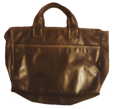 Bolso de mano vintage Miu Miu grande de piel de cordero marrón suave, bolso Foto 1 de 3