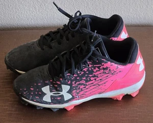 Under Armour kids cleat shoes size 2.5Y pink & black - Picture 1 of 9