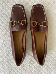Women’s Cole Haan Brown Gold Buckle Flats Shoes US 9.5N - Picture 1 of 12