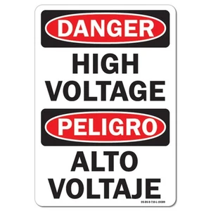 High Voltage (Bilingual) ANSI Danger Sign Metal Plastic Decal - Picture 1 of 5