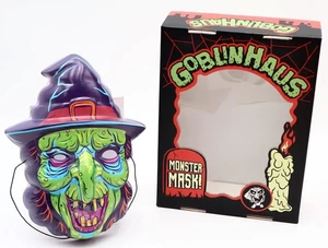 GOBLINHAUS Vintage Ben Cooper Style Plastic Halloween Boxed Mask "HAGGARD PEARL" - Picture 1 of 5