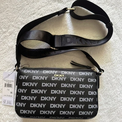 NUEVO Bolso Bandolera Donna Karan DKNY Logo ~Bryant Park Demi ~ NEGRO NUEVO CON ETIQUETAS 148 $  Foto 1 de 4