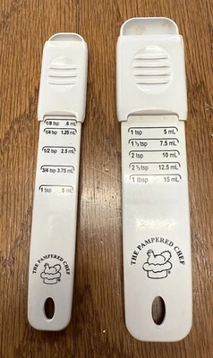 Set of 2 Pampered Chef Adjustable Dry Measuring Spoons Teaspoon & Tablespoon USA - Image 1 of 4