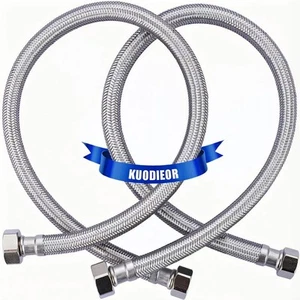 Universal Flexible Faucet Hose Connector, 24-Inch x 3/8" Comp x 1/2" FIP, Pre... - Picture 1 of 7