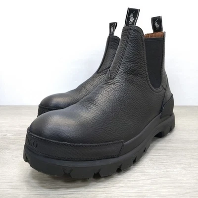 Polo Ralph Lauren Oslo Chelsea Boots Men's Size 10.5D Black Leather Pull On NWOB - Image 1 of 4