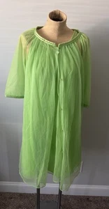 Vintage Sears Gown Peignoir Set, Lime Green Small 32-34 Lingerie Excellent VTG - Picture 1 of 9
