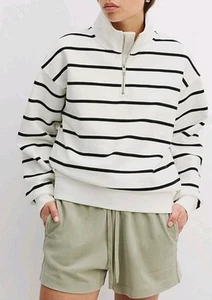 Country Road BRAND NEW Zip Collar Sweat Black Stripe Size XL - Picture 1 of 7