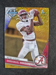 2023 Bowman U Chrome Gold Shimmer Refractor /50 Emmanuel Henderson #38 Alabama - Picture 1 of 2