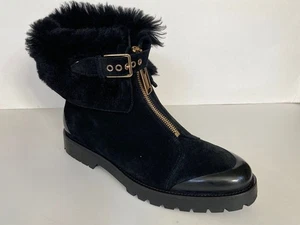 Burberry Winterstiefel Lammfell schwarz Wildleder Wetter Reißverschluss Gr. 40 / US 9 - Bild 1 von 10