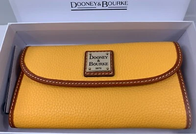 Dooney & Bourke Pebble Grain Continental Clutch Wallet Dandelion Color - Image 1 of 4