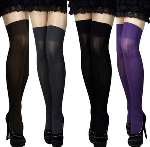 Damen blickdichte Overknees lange Strümpfe gerippt Overknee weich matt Farben - Bild 1 von 3