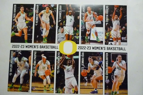 OREGON DUCKS 2022-2023 Women's Basketball 10 Player sheet Gray VanSlooten Paopao Cover