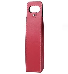 Geschenktaschen für Flaschen Geschenktüten Weintasche Kunstleder Weintüte in Rot - Bild 1 von 3