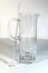 Retro Tall Crystal Cocktail Martini Pitcher Heavy Bottom, 12" Teardrop Stirrer - Picture 1 of 6