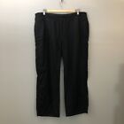 M&S Trousers Womens UK 16 Short Black 100% Linen Flax Summer Holiday Drawstring