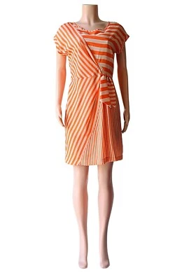 Gabby Skye Striped Casual Shift Dress Tangerine Spring Summer Size 10 - Image 1 of 4