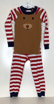 Hanna Andersson 100 US 4 Kids Set Pajamas Long Johns Christmas Reindeer Face - Image 1 of 4