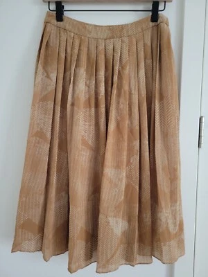 Halogen Pleated Skirt Size 0P Light Brown White Geometric Flowy - Image 1 of 4