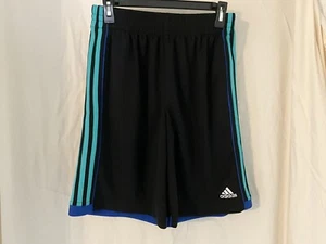 Adidas Kids Black, Teal & Dark Blue Side Stripes Mesh Shorts Size XL 18/20 NWOTS - Picture 1 of 5