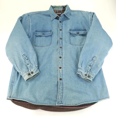 Vintage Wolverine Shirt Mens XL Tall Blue Denim Heavy Blanket Lined Chore Work - Image 1 of 4