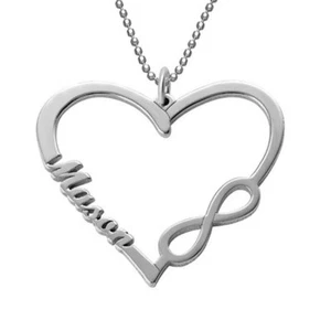 Halskette Herz Und Infinito Custom Silber 925 Rhodium Schmuck Frauen - Bild 1 von 3