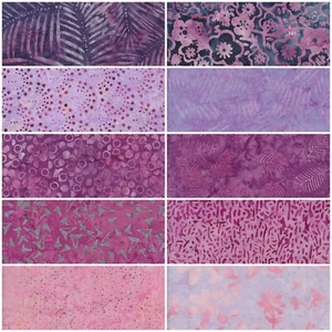 10 Shades of Pink & Purple Batik. 10 x Fat Quarters / Long Quarters - Picture 1 of 12