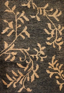 Luxury Hand-Knotted Contemporary Rugs Charcoal/ Gold 5x6 ft - Picture 1 of 18