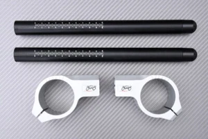 Paar Schwarz-Silber Stummellenker Standard 53 mm DUCATI 848 2008-2012 - Picture 1 of 10