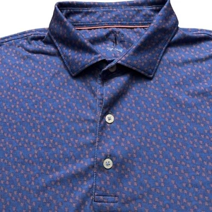 Johnnie-O Poloshirt Gr. L Kurzarm Performance Stretch Golf blau geblümt - Bild 1 von 7