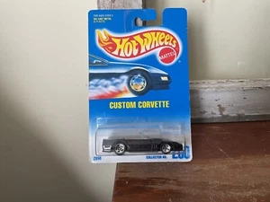 Hot Wheels Custom Corvette Convertible Black 5Sp 90s Blue Card #200 1992 - Picture 1 of 4