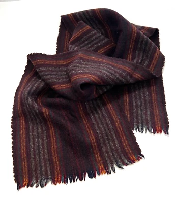 Vintage Christian Dior Monsieur Men's wool scarf stripes 45”x10” gray gold wine - Image 1 of 4