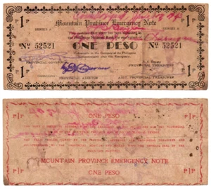 1942 Philippines Mountain Province 1P WW2 Emergency S601 Counter Signed LUBUAGAN - Picture 1 of 5