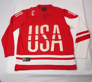 VCTRY MCMXCV Herren "00" weiß rot USA Hockey Kapitän Trikot Größe L Team Eis - Bild 1 von 10